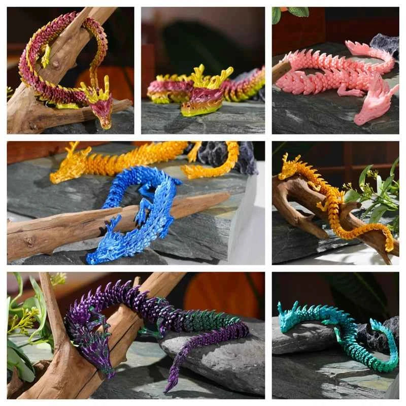 3D Printed Conjoined Dragon Ornaments, Movable Cartoon, Creative Dragon Plants, rockery, Fish Tank Landscaping Decoration, 30cm - Pedlar's Attic