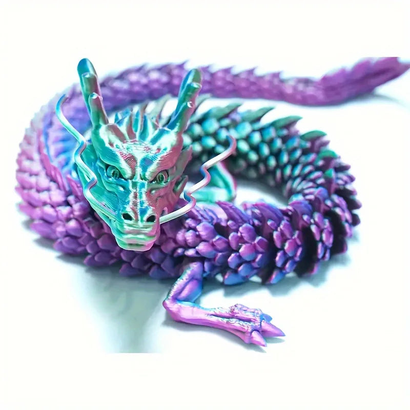 3D Printed Conjoined Dragon Ornaments, Movable Cartoon, Creative Dragon Plants, rockery, Fish Tank Landscaping Decoration, 30cm