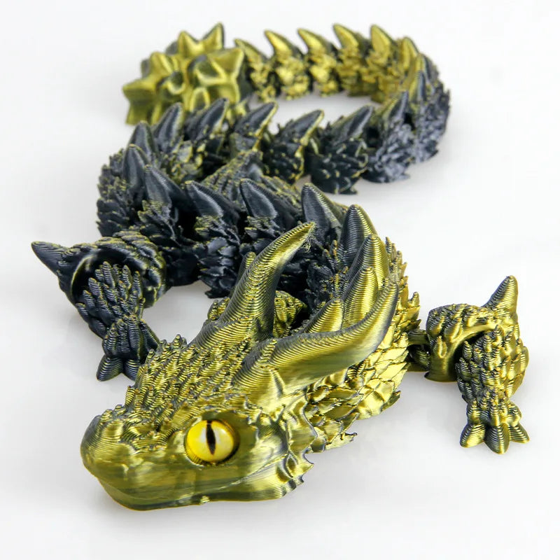 3D Printed Dragon,Vivid Eyes, 3D Printed Flexible Articulated Dragon,Home Office Decor Executive Desk Toys