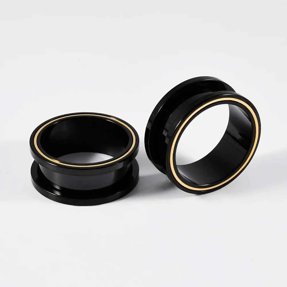 Pair Double Color Screw Ear Gauges Stainless Steel - Pedlar's Attic