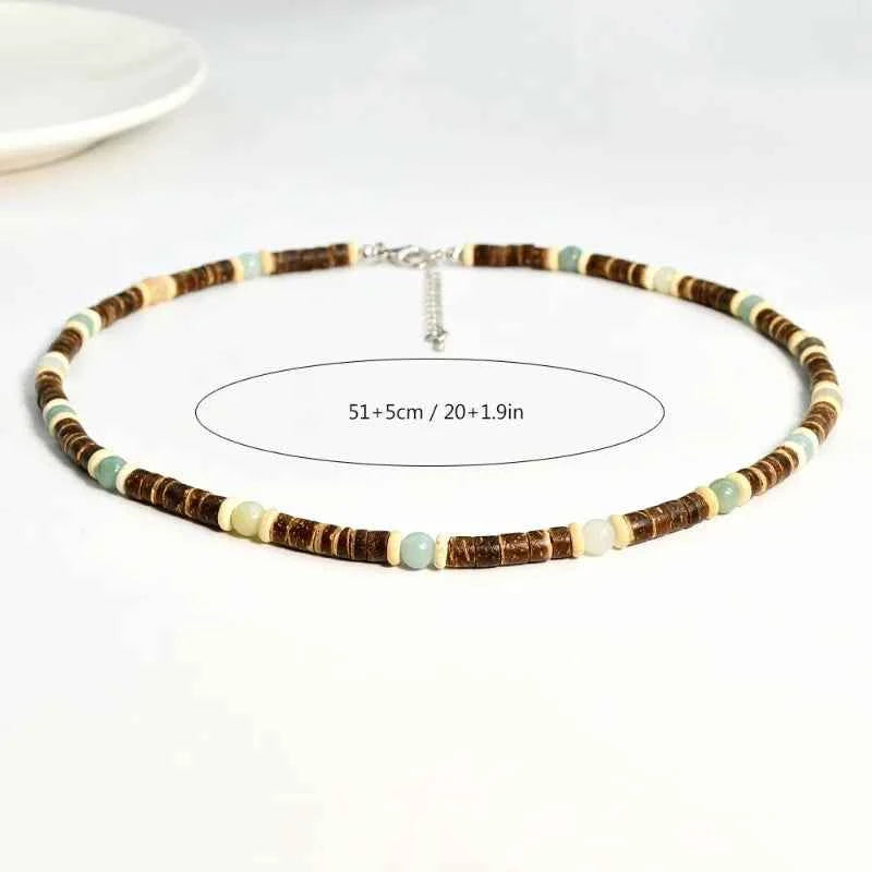 Laut Turquoise Wood Necklace Boho Beach Surfer Adjustable Bead Necklaces for Women Men Summer Jewelry Gifts