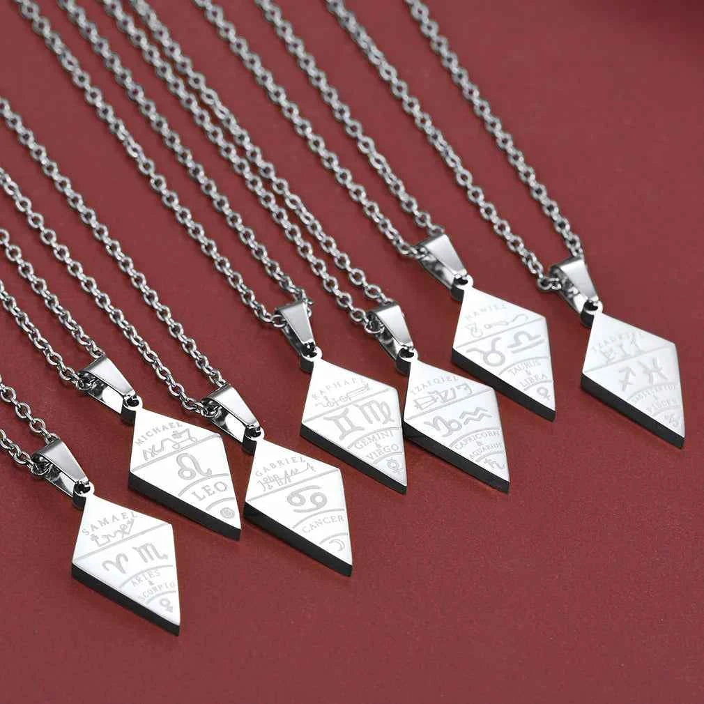 ChainsPro Stainless Steel 7pcs/ Set Seven Archangels Puzzle Necklaces Sigil Talisman Unisex Jewelry Set Gift for BFF Family