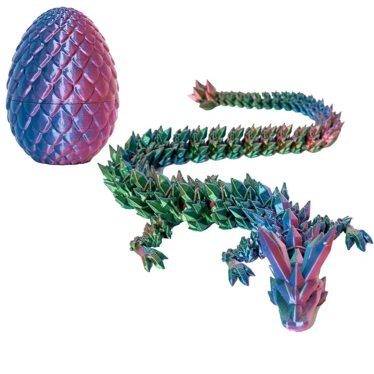 13cm high 3D Printed Dragon Egg with 30cm Dragon Full Articulated Dragon Modle Movable Rotatable Articulated Desktop Ornament