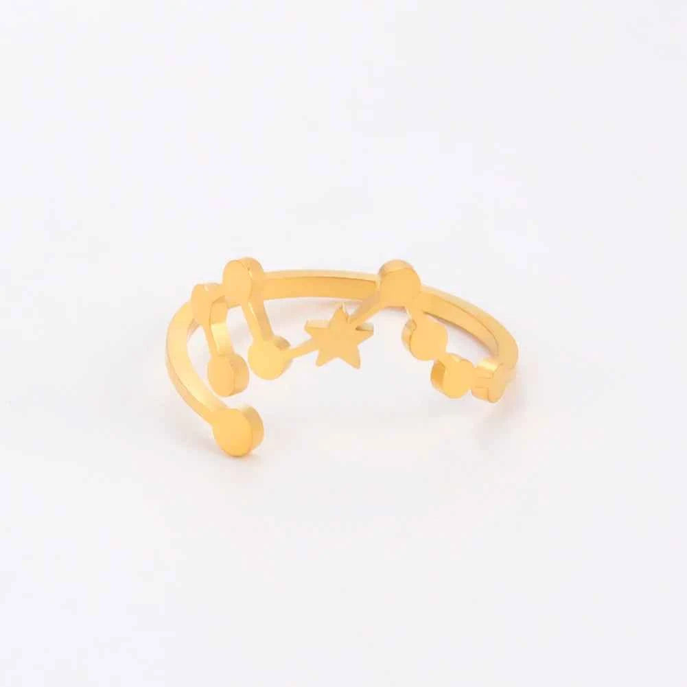 COOLTIME 12 Constellation Women's Ring Stainless Steel Zodiac Adjustable Rings Leo Virgo Libra Pisces Jewelry Birthday Gift