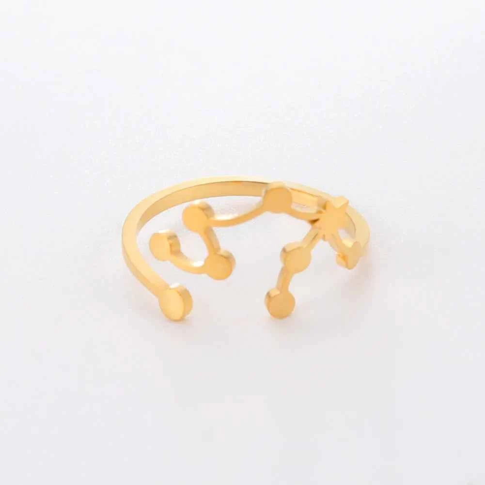 COOLTIME 12 Constellation Women's Ring Stainless Steel Zodiac Adjustable Rings Leo Virgo Libra Pisces Jewelry Birthday Gift