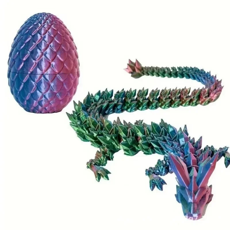 13cm high 3D Printed Dragon Egg with 30cm Dragon Full Articulated Dragon Modle Movable Rotatable Articulated Desktop Ornament