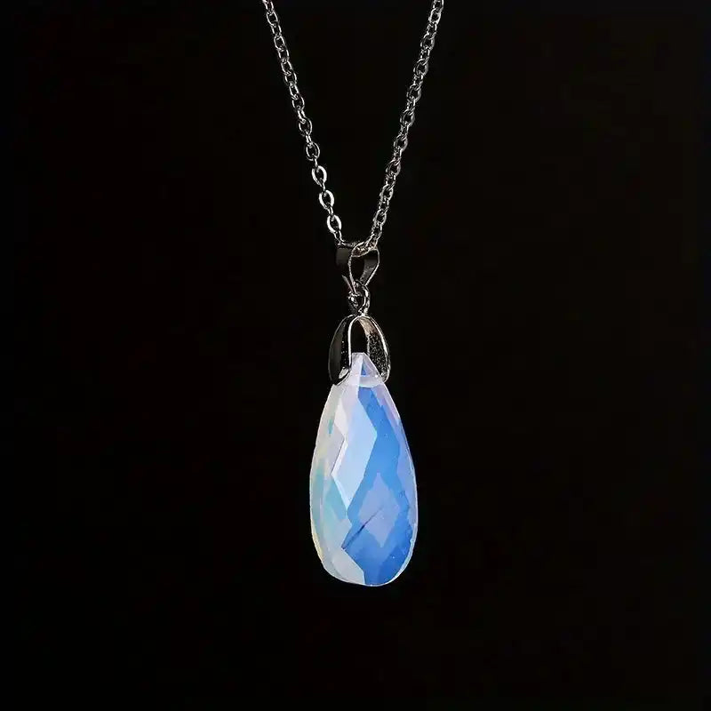 What the Rain Leaves Behind — Water Drop Stone Pendant Necklace