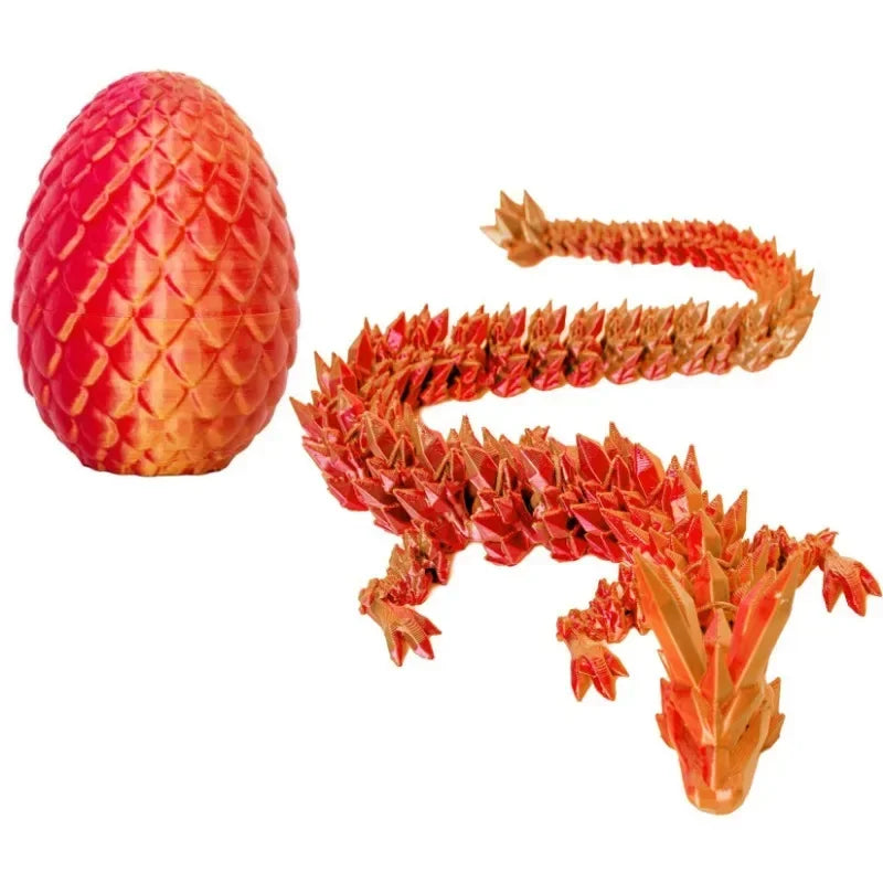 13cm high 3D Printed Dragon Egg with 30cm Dragon Full Articulated Dragon Modle Movable Rotatable Articulated Desktop Ornament