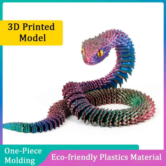 3D Printed Snake Decoration Colorful Model 3D Printed Animals Creative Toy Desk Accessories Room Decor Table Ornament 3 Sizes - Pedlar's Attic