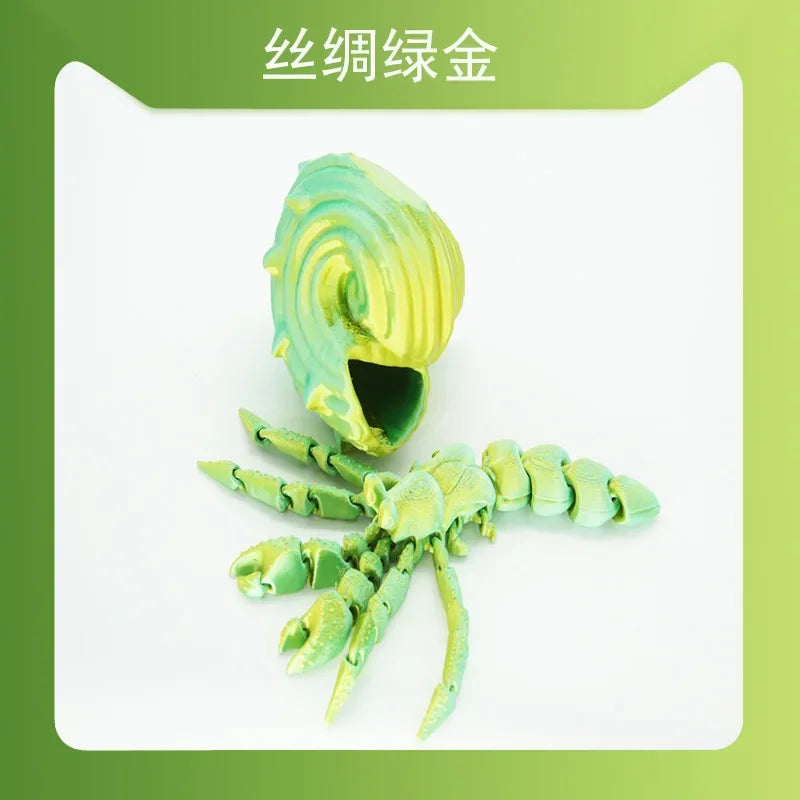 3D Printed Hermit Crab Figurine - Articulated Poseable Decor, Artistic Home & Desk Decoration, Unique Gift for Ocean Lovers
