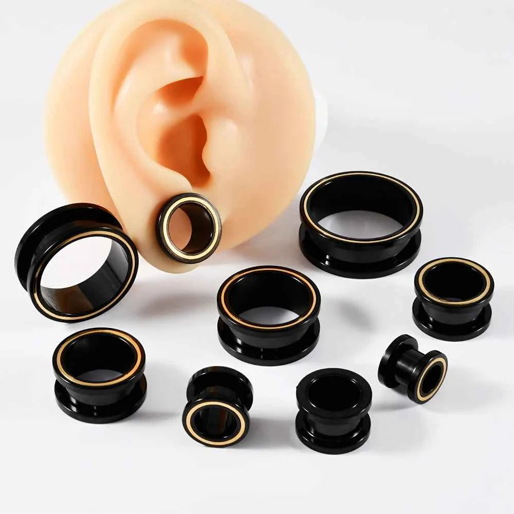 Pair Double Color Screw Ear Gauges Stainless Steel - Pedlar's Attic