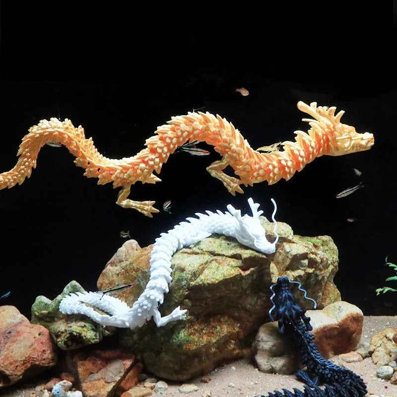 3D Printed Conjoined Dragon Ornaments, Movable Cartoon, Creative Dragon Plants, rockery, Fish Tank Landscaping Decoration, 30cm - Pedlar's Attic