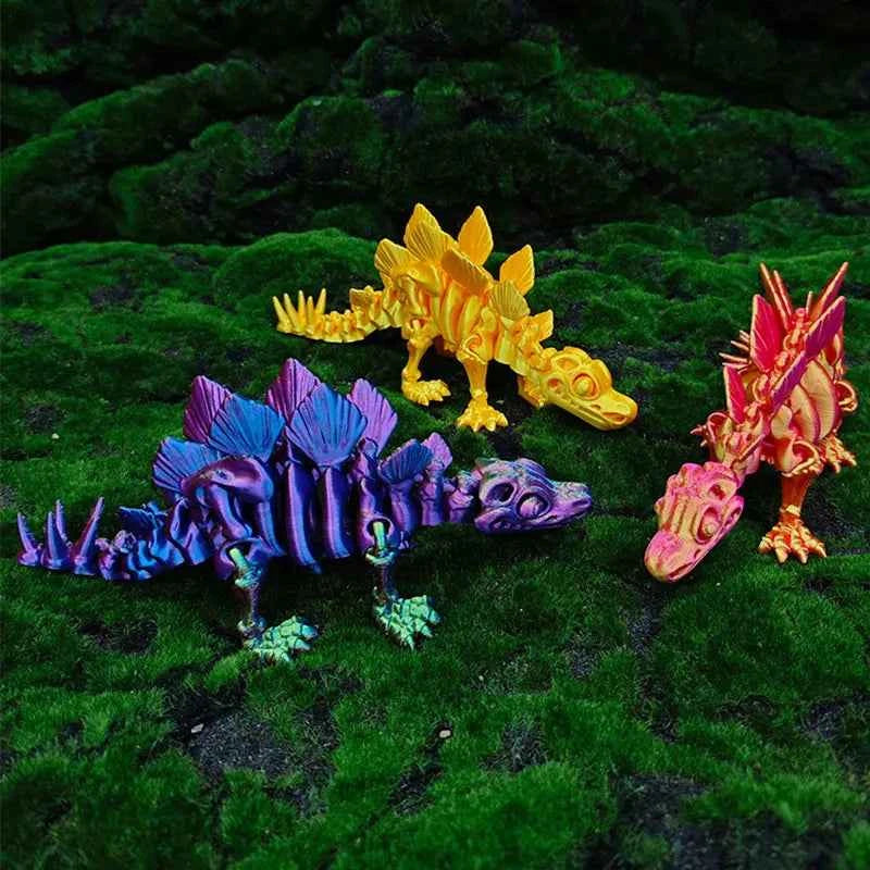 3D Printed Dragon Dinosaur Model Joints Can Move Freely Desktop Craft Ornament Gifts for Kids For Landscaping Decoration - Pedlar's Attic