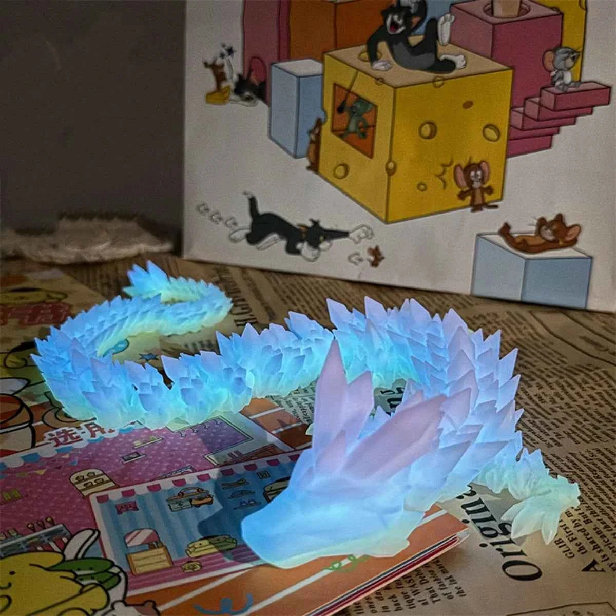 3D Printed Dragon Ornament 22/30/45cm Artificial Simulated Dragon Decorations Luminous Desktop Ornament Festival Party Gifts - Pedlar's Attic