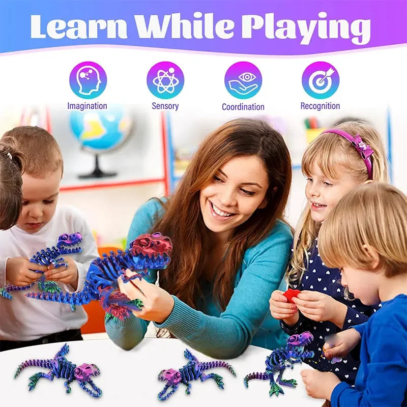 3D Printed Dragon Dinosaur Model Joints Can Move Freely Desktop Craft Ornament Gifts for Kids For Landscaping Decoration