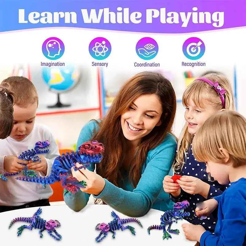 3D Printed Dragon Dinosaur Model Joints Can Move Freely Desktop Craft Ornament Gifts for Kids For Landscaping Decoration - Pedlar's Attic