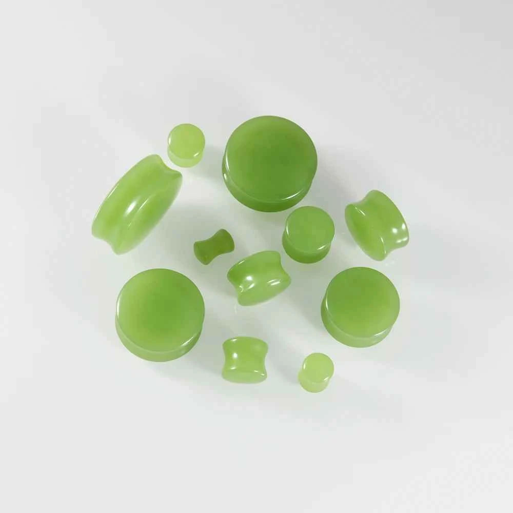 2PCS Fashin Waist Drum Green/Red Glass Ear Tunnel&Plugs Round Night Light Solid Ear Expander Strengthed Ear Weight Body Jewelry - Pedlar's Attic