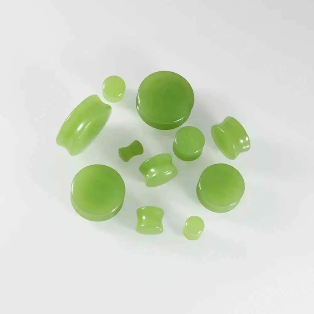 2PCS Fashin Waist Drum Green/Red Glass Ear Tunnel&Plugs Round Night Light Solid Ear Expander Strengthed Ear Weight Body Jewelry - Pedlar's Attic