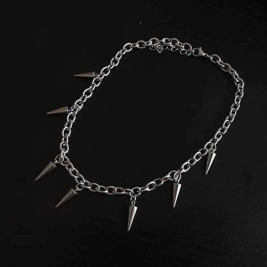 Stainless Steel Chains Rivet Choker Necklace for Men Women Hiphop Punk Neck Chains Short Collar Necklaces Wolf Tooth Jewelry New