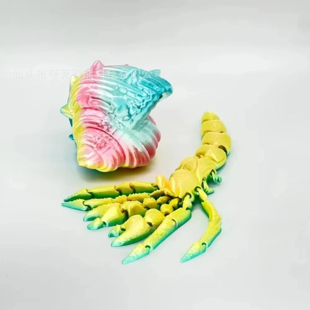 3D Printed Hermit Crab Figurine - Articulated Poseable Decor, Artistic Home & Desk Decoration, Unique Gift for Ocean Lovers