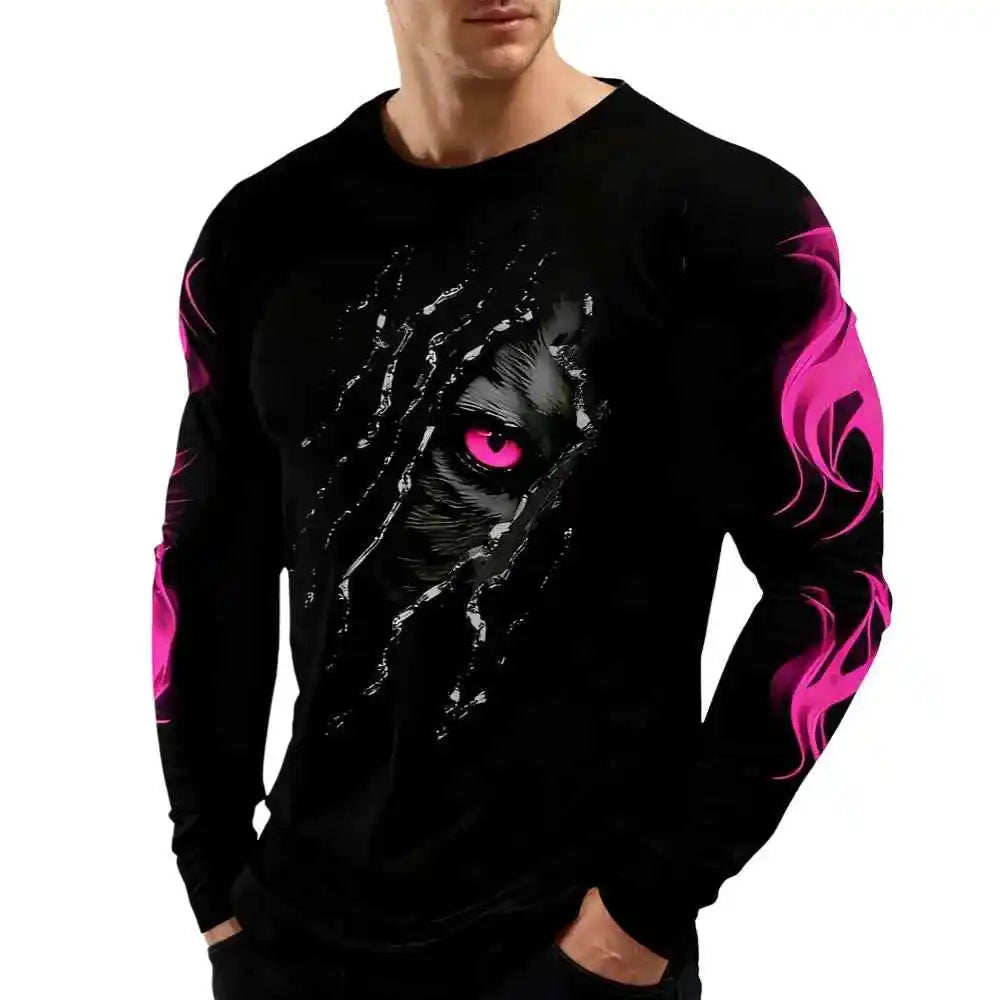 Men Clothing 3D Print Flame Scratch T-Shirt - Pedlar's Attic