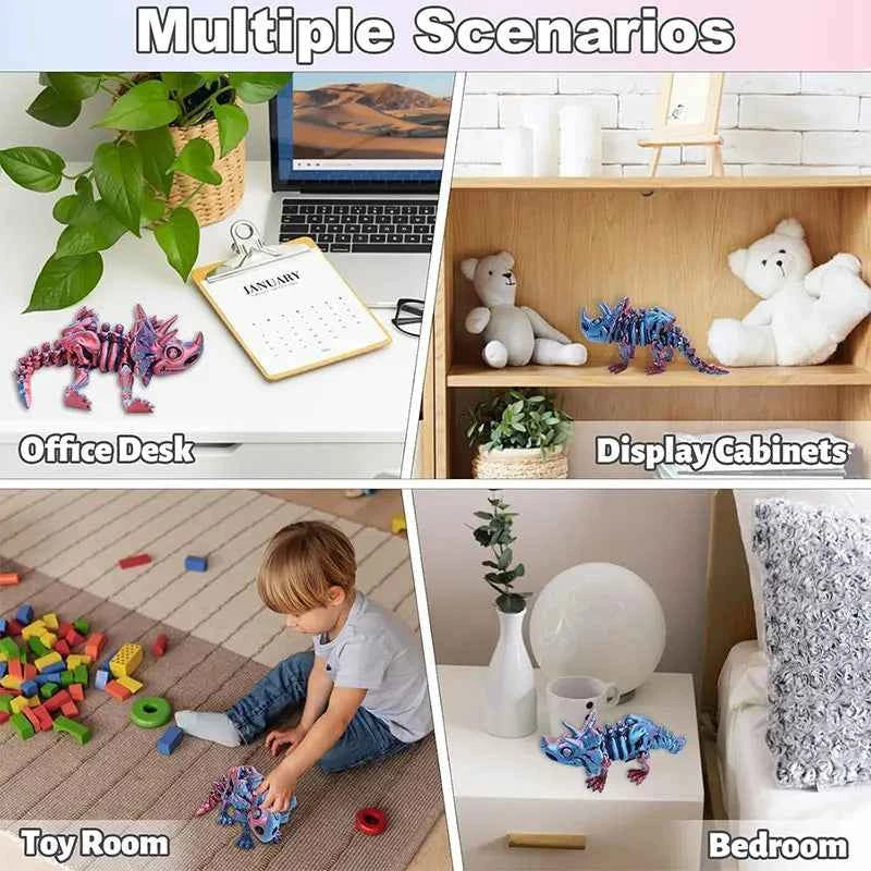 3D Printed Dragon Dinosaur Model Joints Can Move Freely Desktop Craft Ornament Gifts for Kids For Landscaping Decoration - Pedlar's Attic