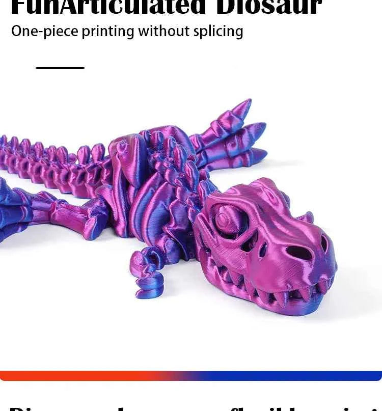3D Printed Dragon Dinosaur Model Joints Can Move Freely Desktop Craft Ornament Gifts for Kids For Landscaping Decoration - Pedlar's Attic