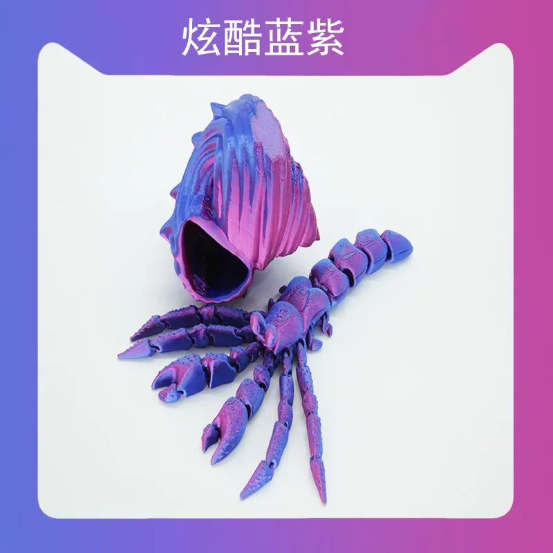 3D Printed Hermit Crab Figurine - Articulated Poseable Decor, Artistic Home & Desk Decoration, Unique Gift for Ocean Lovers
