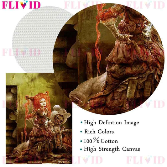 Dark Horror Girls And Terrible Demons Vintage Wall Art