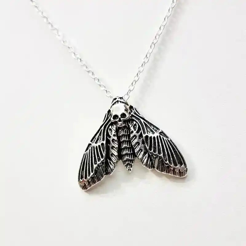 The Duskwing Pendant – Gothic Skull Moth Necklace