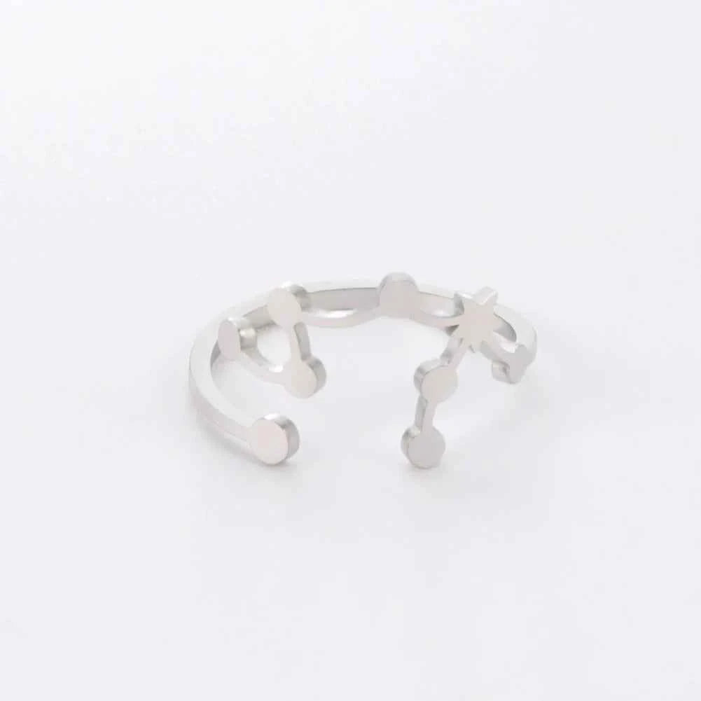 COOLTIME 12 Constellation Women's Ring Stainless Steel Zodiac Adjustable Rings Leo Virgo Libra Pisces Jewelry Birthday Gift