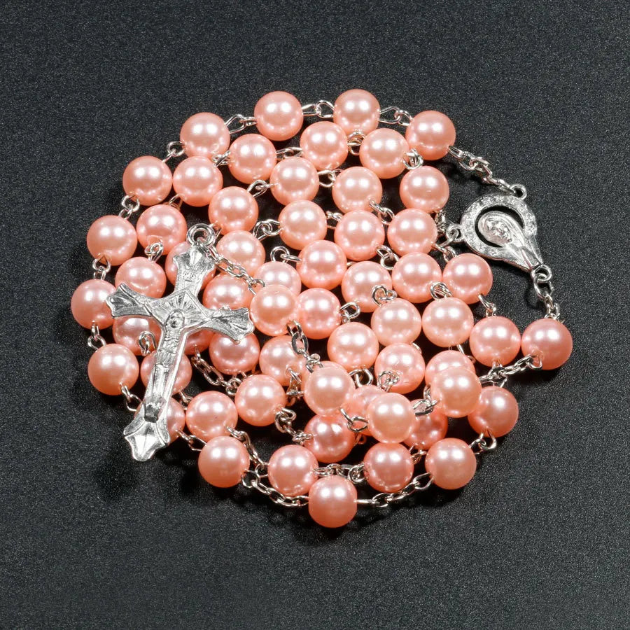 High Monastery Rosary — Faux Pearl & Long Bead Chain Necklace