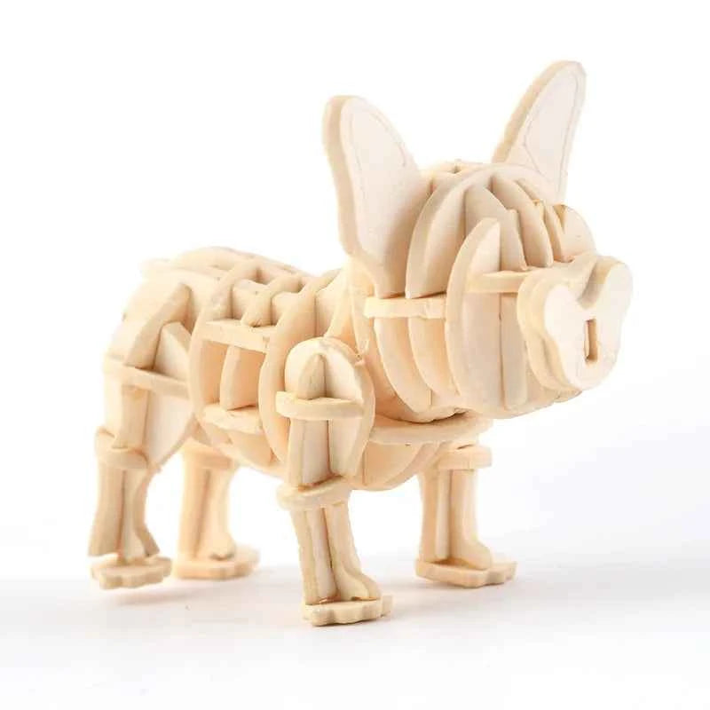DIY 3D Wooden Puzzle Model Animal Montessori Toys for Children Crafts Dachshund Skeleton Assembly Gift Set for Kids Adults Teens