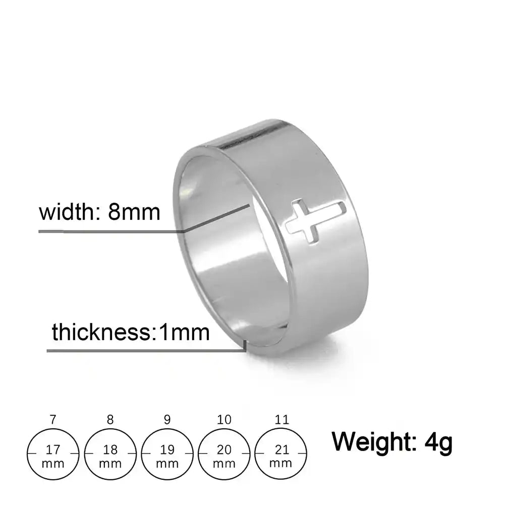 Bound by the Cross — Gothic Stainless Steel Couple Ring