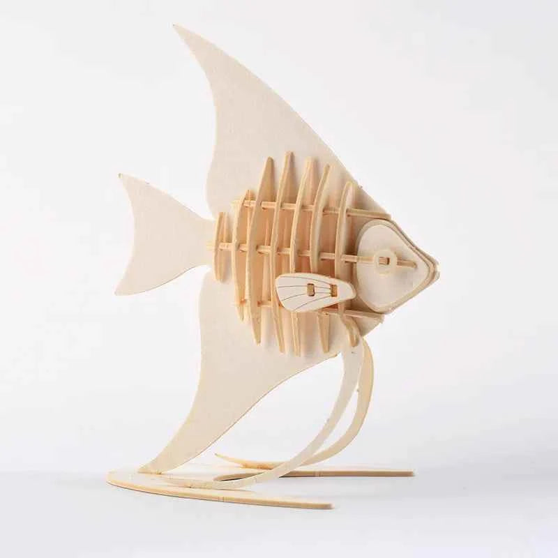 DIY 3D Wooden Puzzle Model Animal Montessori Toys for Children Crafts Dachshund Skeleton Assembly Gift Set for Kids Adults Teens