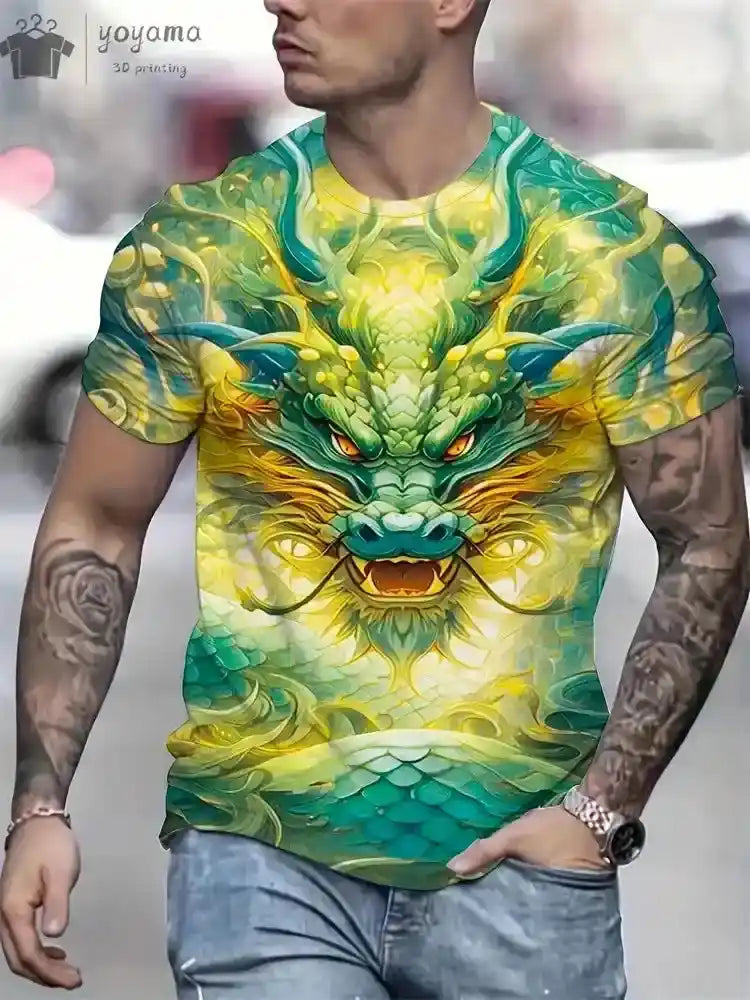 Fire & Scales – Dragon & Phoenix 3D Print Unisex Tee