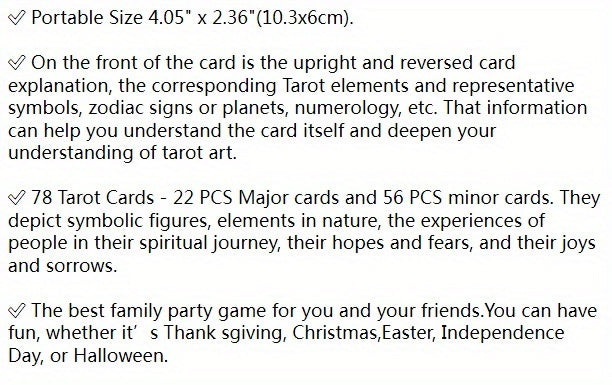 Tarot Card For Beginners With Meaning On Them, 78-Cards Pocket Size Tarot Learning Deck, Fortune Telling Game | Divination Cards With Electronic Guidebook, gaming gift