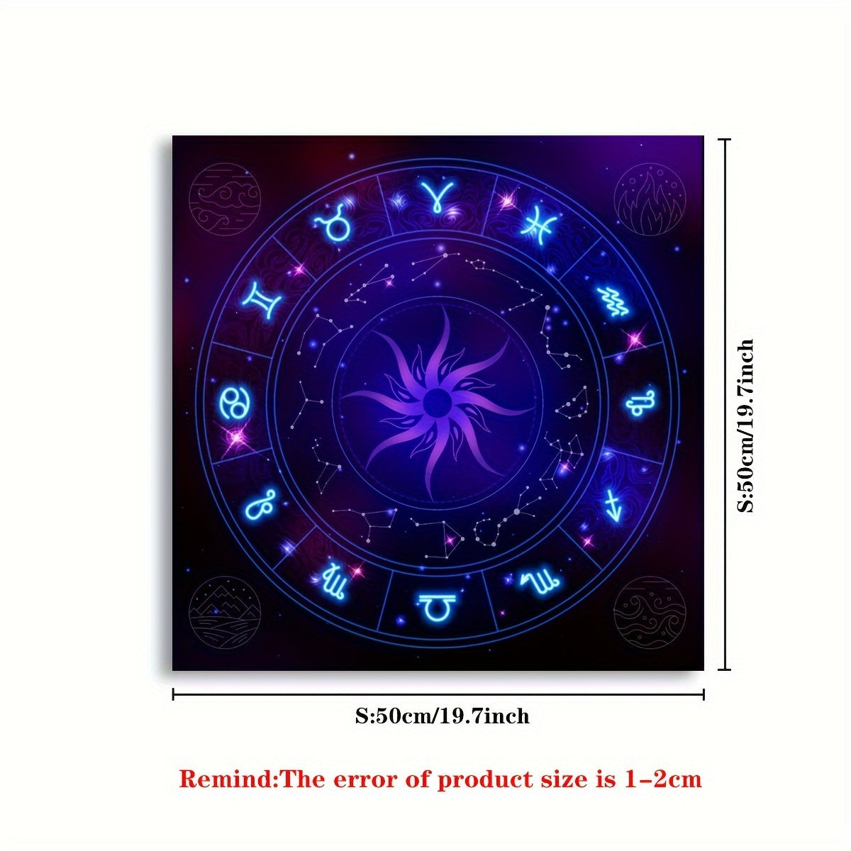 1pc, Twelve Constellations Tarot Astrology Cloth, Sun, Starlight, Altar Cloth, Witch Home Decoration Background Cloth.Gathering Board Game Card Pad