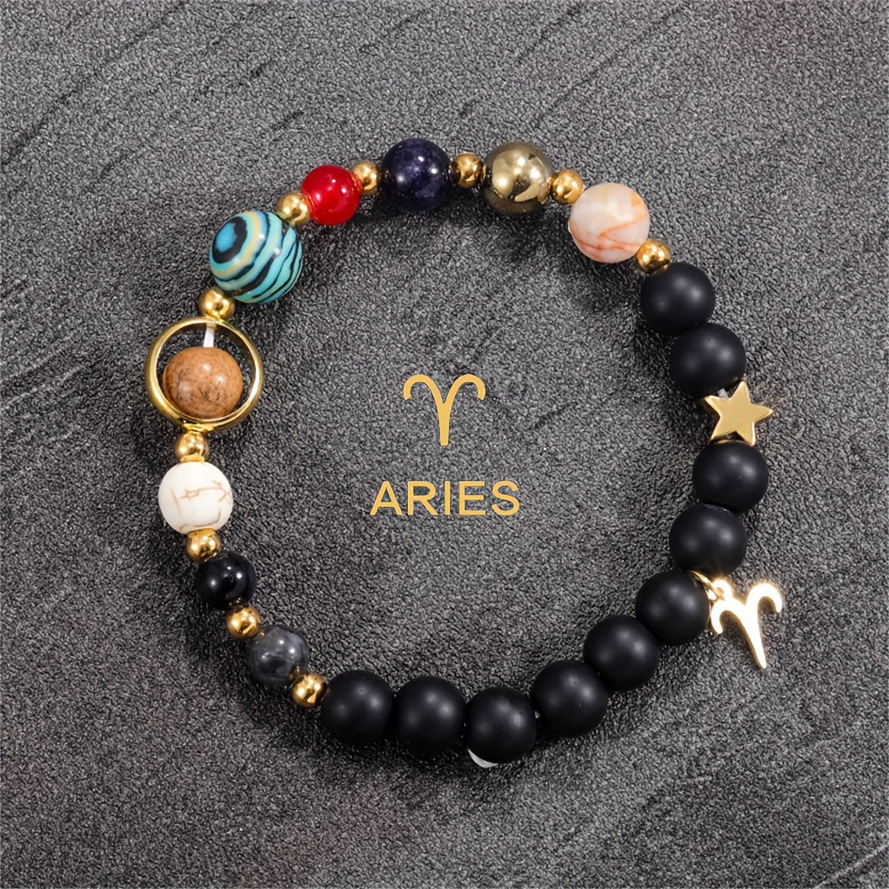 Handcrafted Zodiac Bracelet - Natural Tiger Eye Stone Beads, Unique Pattern & Color Variations, Perfect Gift for Women and Men