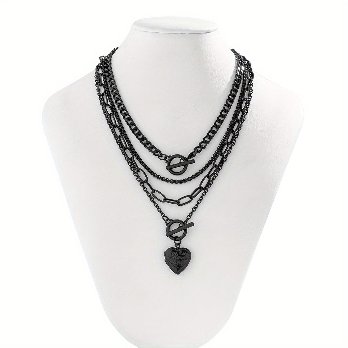 4pcs/Set Retro Gothic Style Love Star Alloy Pendant Multi-piece Combination Necklace For Women Party Club Decor