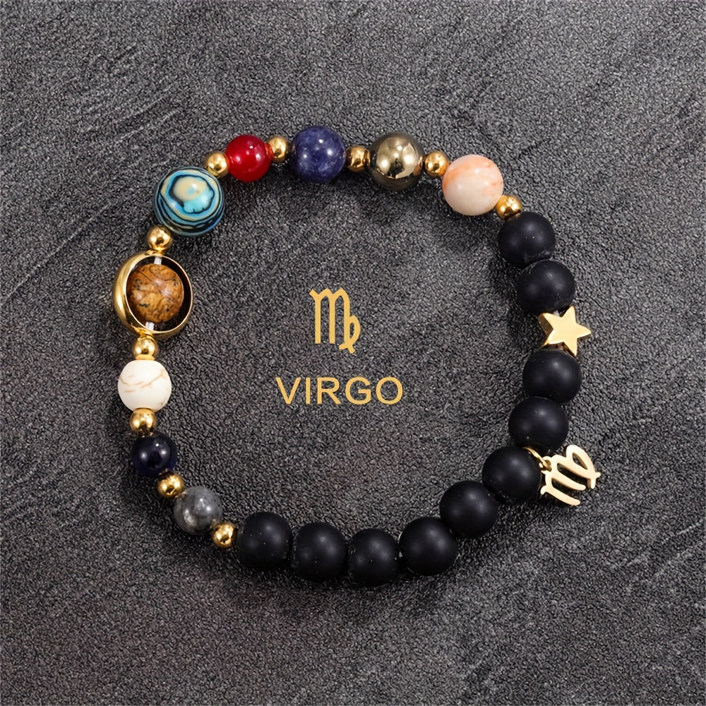 Handcrafted Zodiac Bracelet - Natural Tiger Eye Stone Beads, Unique Pattern & Color Variations, Perfect Gift for Women and Men