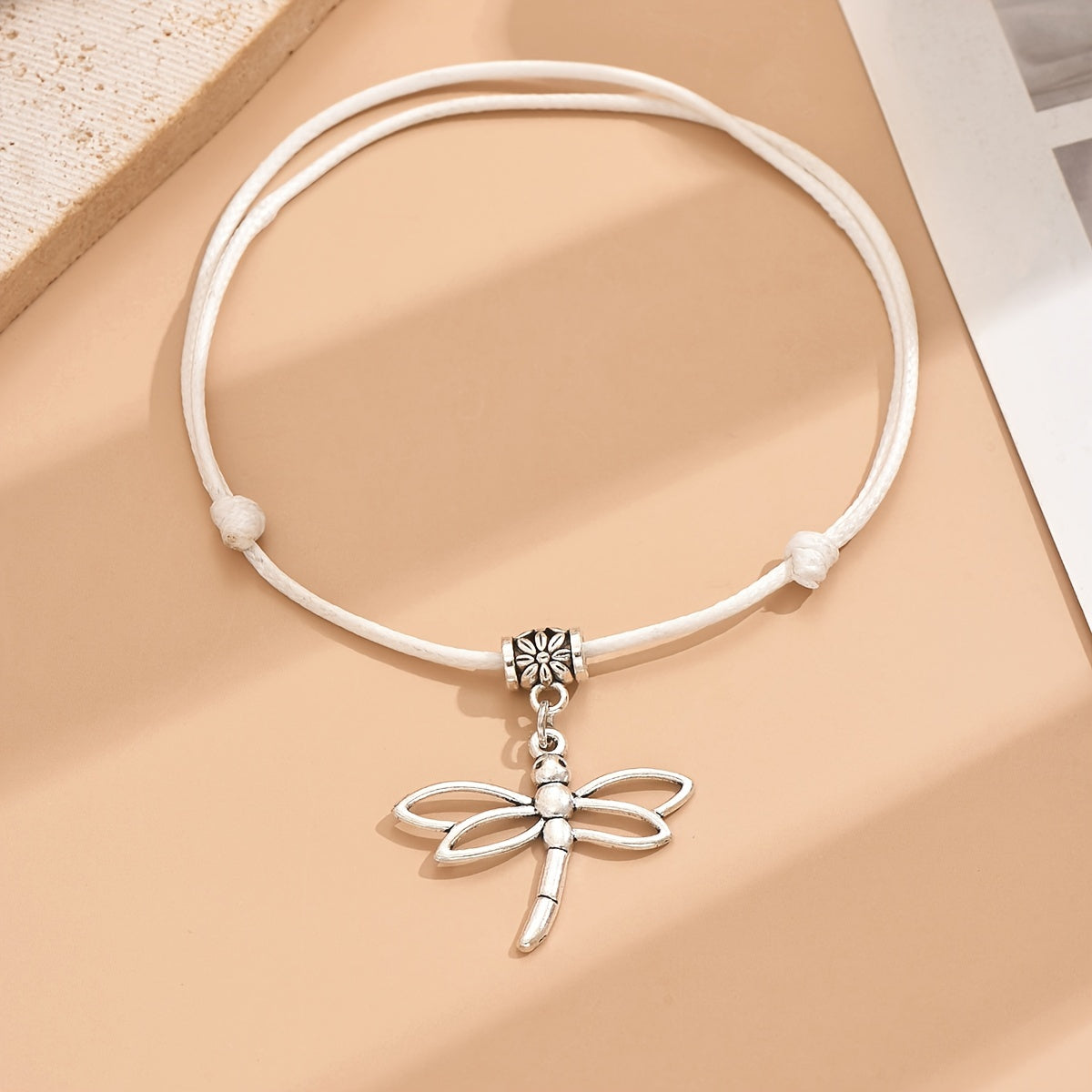 Dragonfly/ Butterfly/ Love Heart Pendant PU Leather Braided Anklet Vintage Western Ankle Bracelet Summer Travel Accessories