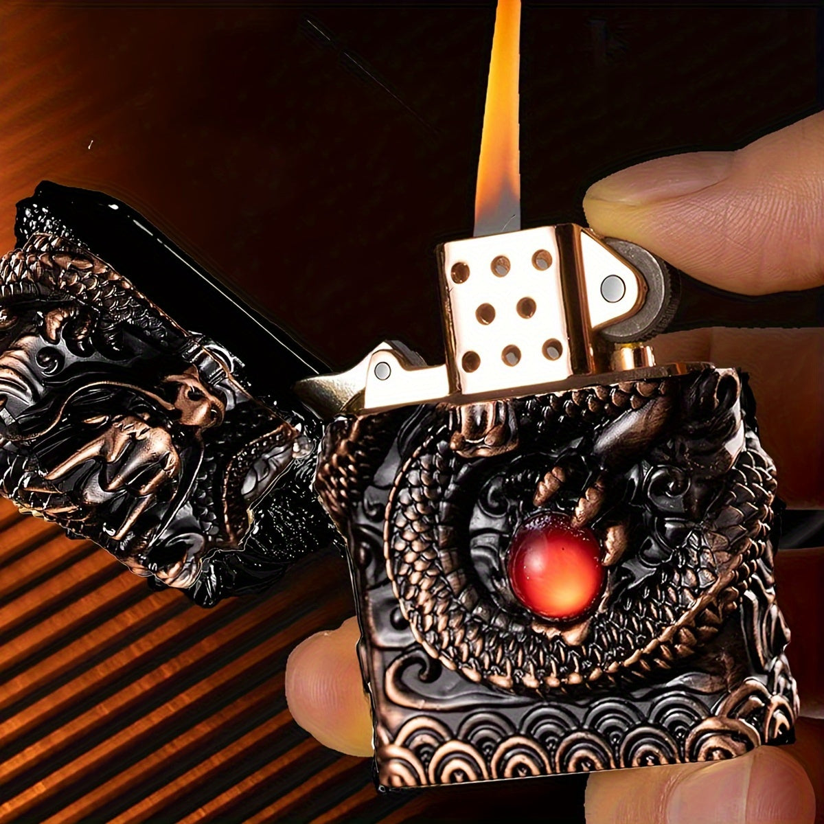 Dragon Antique Lighter - Windproof, Reusable, Kerosene Grinding Wheel, Decorative, Collectible, Gift, Present, No Kerosene Included