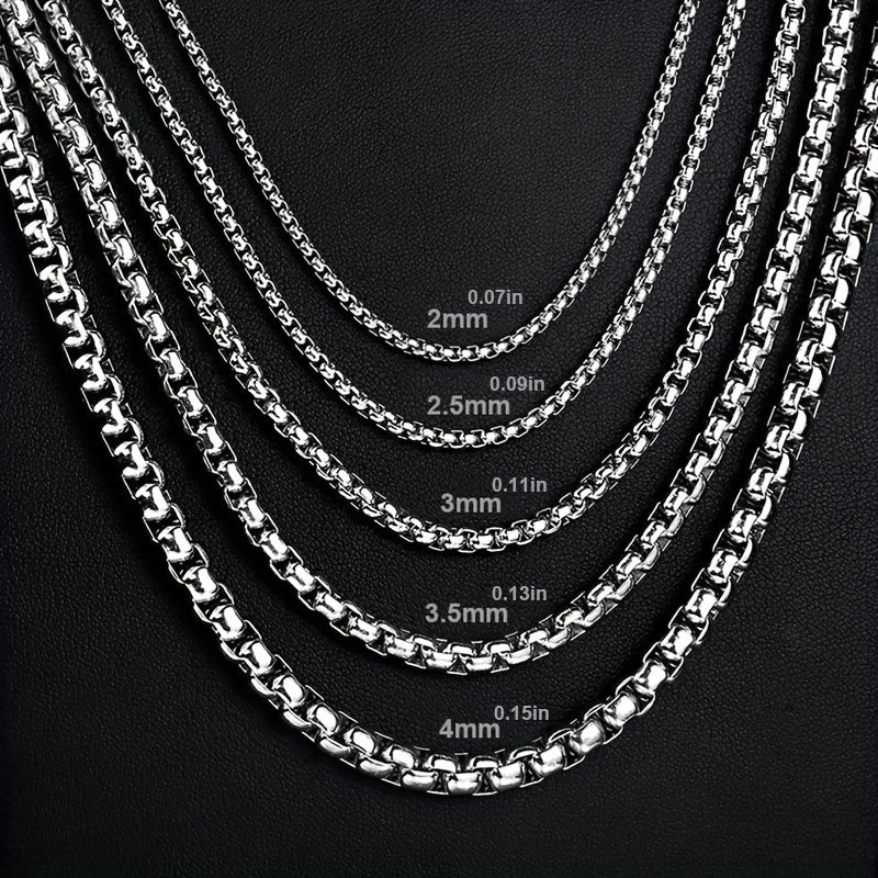 1pc Mens Stainless Steel Square Pearl Necklace - Fashionable & Durable - For Men - Perfect for Everyday Wear & Special Occasions - Ideal Gift for Him