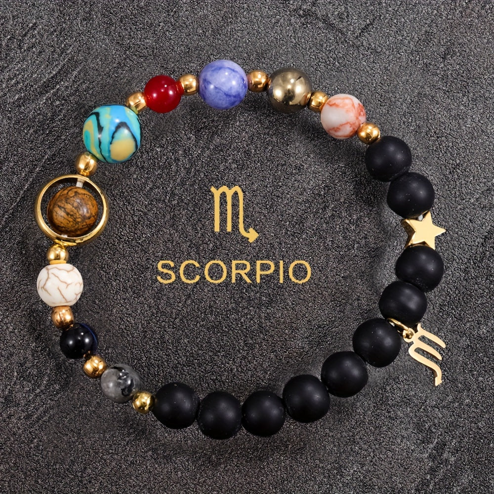 Handcrafted Zodiac Bracelet - Natural Tiger Eye Stone Beads, Unique Pattern & Color Variations, Perfect Gift for Women and Men