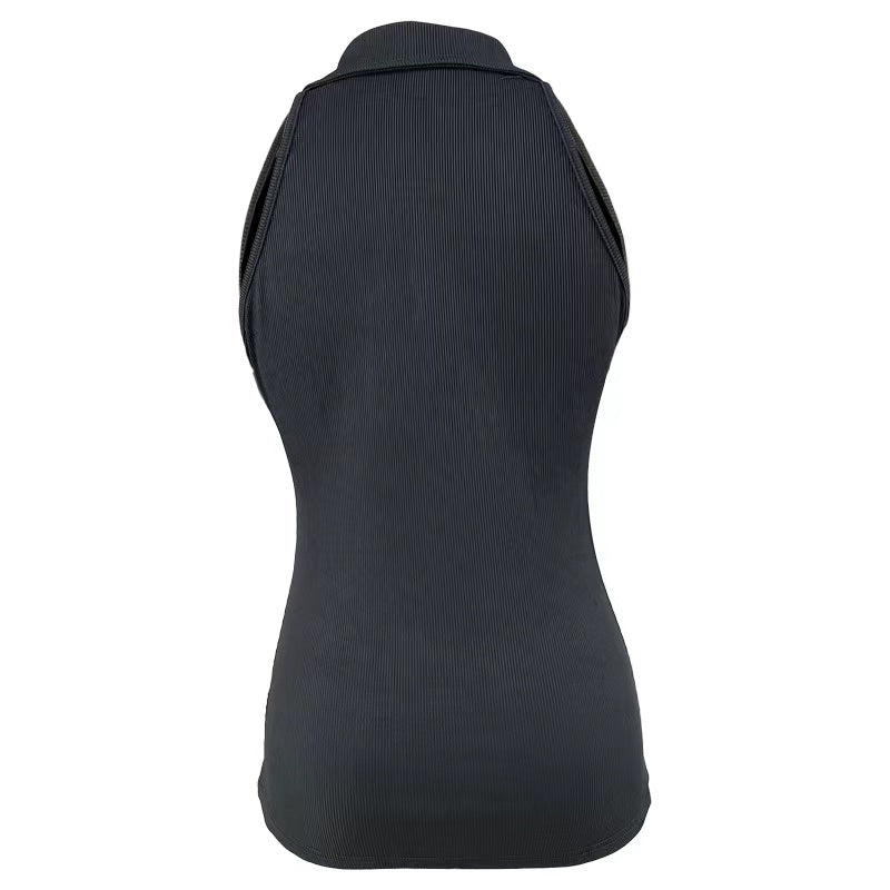 Sexy Ribbed Half Zip Up Tank Top - Sleeveless Summer Essential with Comfortable Fit, Breathable Fabric, and Flattering Design - Women's Clothing for Warm Weather