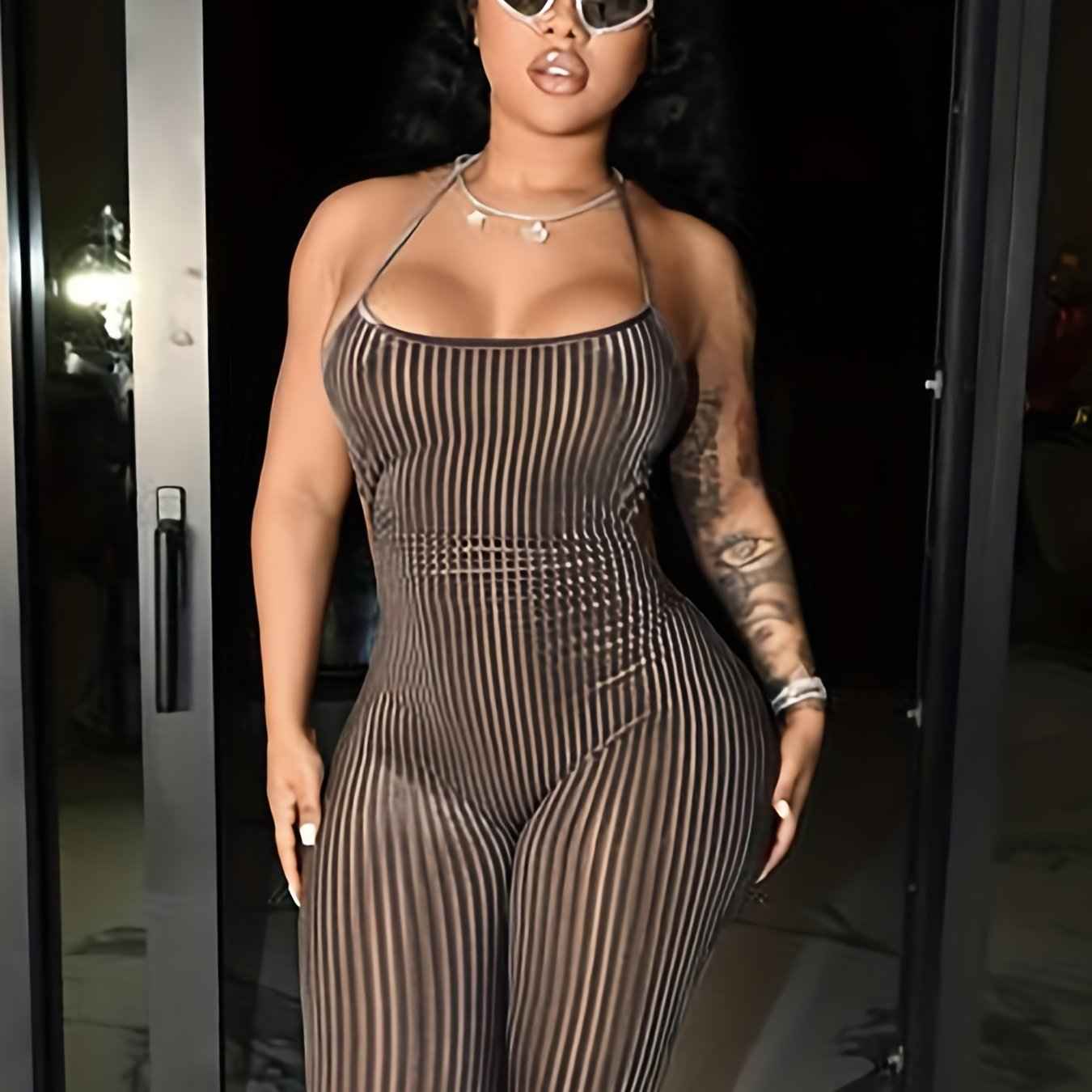 Sexy Velvet Halter Romper for Women - Backless Tie-Up Jumpsuit with Ribbed Texture, Machine Washable, Green, Perfect for Spring/Summer Parties, Plus Rompers And Jumpsuits - Pedlar's Attic