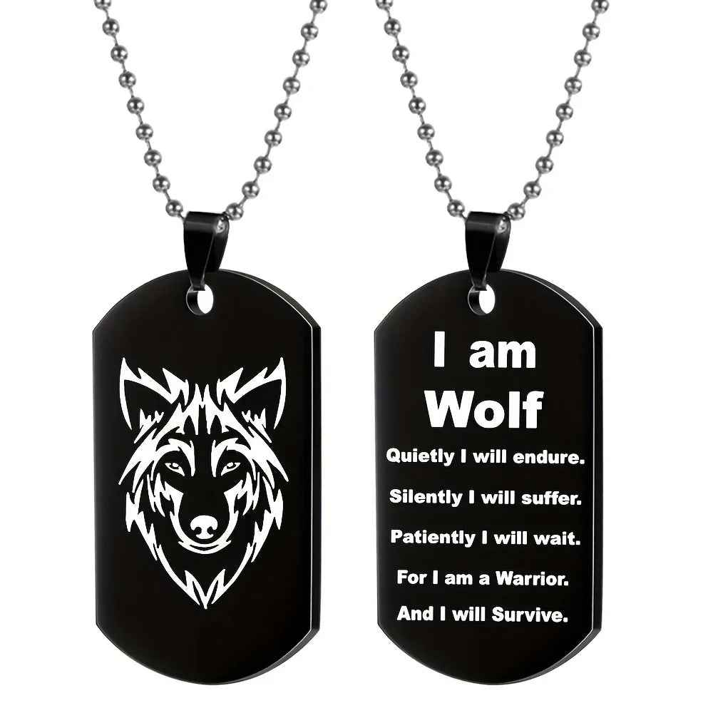 Unique Double-Sided Stainless Steel Wolf Head Keychain Necklace for Men - Cool, Handsome, and Durable Pendant - Unplated, Non-Braided, and Perfect for Everyday Carry - Pedlar's Attic