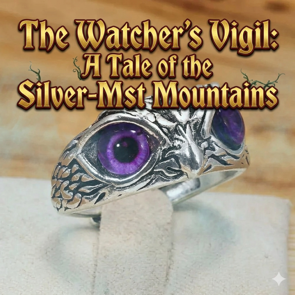 The Watcher's Vigil — Vintage Gothic Owl Charm Ring at Pedlar's Attic