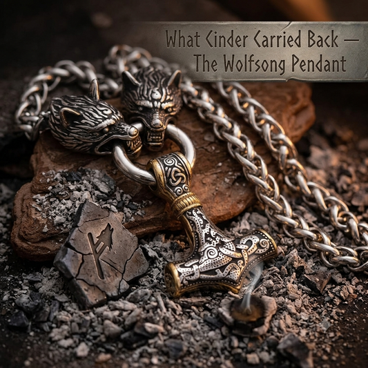 What Cinder Carried Back — The Wolfsong Pendant, Odin's wolf and Thor's hammer Norse necklace | Fenrisheim Artifacts | Pedlar's Attic